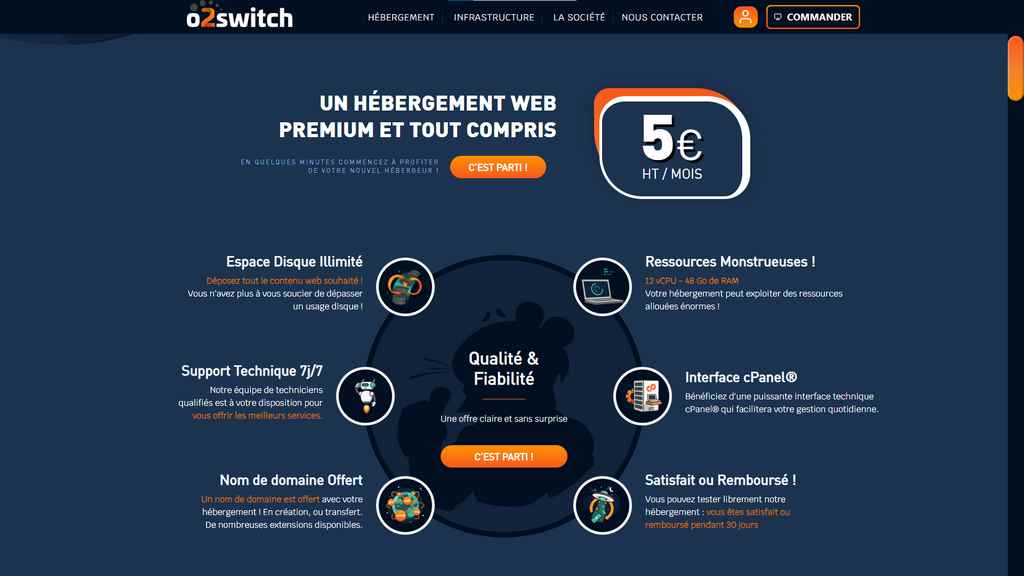 Forfait O2switch avec nom de domaine offert